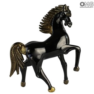 حصان السباق - أسود - زجاج مورانو الأصلي OMG