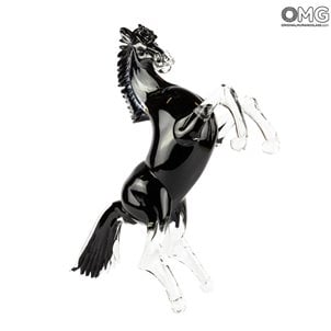Mustang Pferd - Schwarz - Original Murano Glass OMG