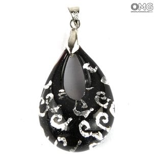 black_silver_decoration_drop_pendant_murano_glass_jewels_1