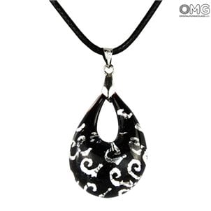 black_silver_decoration_drop_pendant_murano_glass_jewels_3