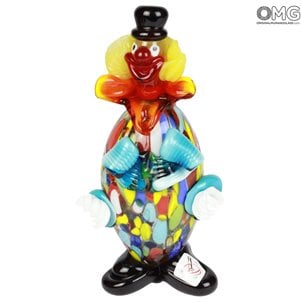 Verre soufflé Clown - verre multicolore Original Murano Glass Omg