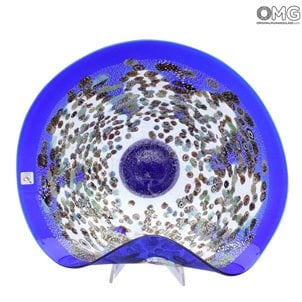Drop Bowl Millefiori Murrine -  Blue Silver Glass