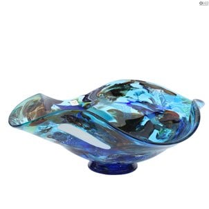 Centro de mesa Cuenco Millefiori Blue Mare - Plato de cristal de Murano