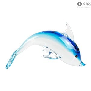 Dolphin Figurine-Sommerso Technique-Original Murano Glass Omg