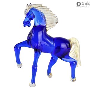 Caballo de carreras - Azul - Cristal de Murano original OMG