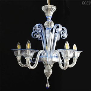 Venezianischer Kronleuchter Crystal Blue Pastorale - Original Muranoglas