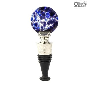 سدادة زجاجة دائرية زرقاء - زجاج مورانو الأصلي OMG® + صندوق هدايا