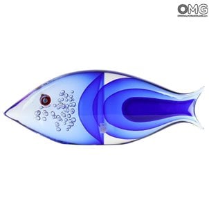 Blue Fish Abstract - Skulptur Murano Glas