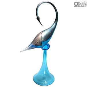 البجعة الزرقاء - تمثال زجاجي - زجاج مورانو OMG الأصلي