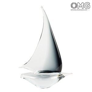 Sail Boat - Black - Original Murano Glass OMG