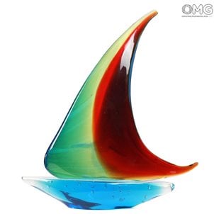 Sailing Boat Wave - Escultura de vidro