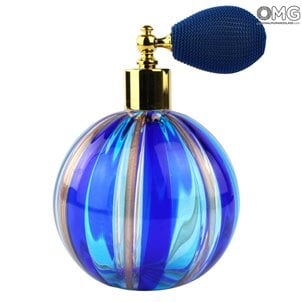 Boccetta profumo atomizzatore blu avventurina in vetro di Murano