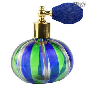 ボトル香水アトマイザーブルー＆グリーンアベンチュリン-さまざまなサイズと色-ムラーノグラス