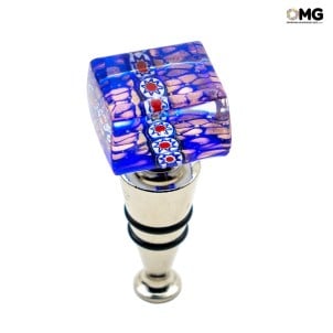 Bottle Stopper Blue Milelfiori - Original Murano Glass OMG® + Gift Box