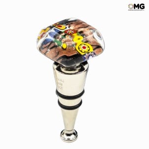 Rolha de garrafa Avventurine Millefiori - Caixa de presente original em vidro de Murano OMG® +