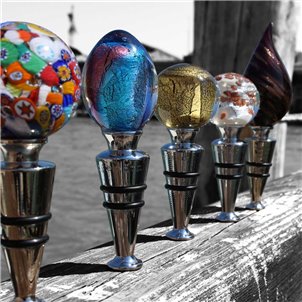 Bottle stopper - Silver + BOX - Original Murano Glass Box