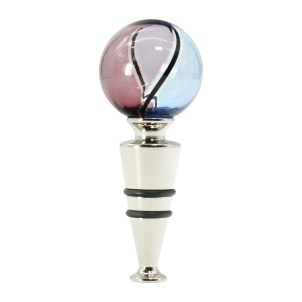 Bottle stopper Cannes - Ametist e light blue - Original Murano Glass OMG