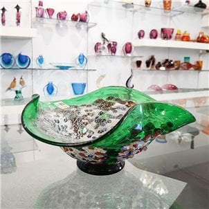 чаша_centerpiece_murano_green_glass_venetain_glass