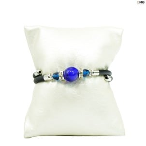 Bracciale Perla azzurra - con Argento - Vetro di Murano Originale OMG