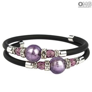 Bracelet Comète Violet - Verre Calcédoine - Verre de Murano Original OMG