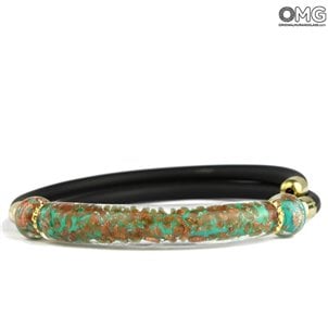 Bracelet Atena Green - Perles longues avec Avventurina - Verre de Murano Original OMG