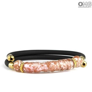 Armband Serena Pink - Lange Perlen mit Avventurina - Original Murano Glass OMG