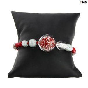 Bracelet Boma - argent et rouge - Verre de Murano original
