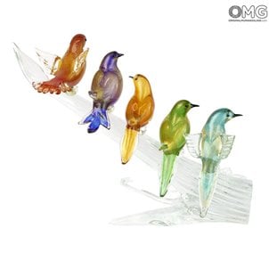 Sparrows On A Branch-Gold 24kt-Original Murano Glass OMG