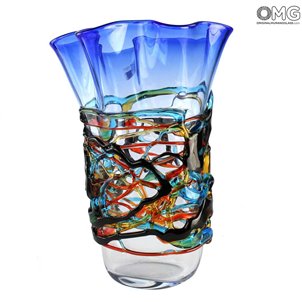 Vaso de vidro azul exclusivo Califfo original vidro Murano