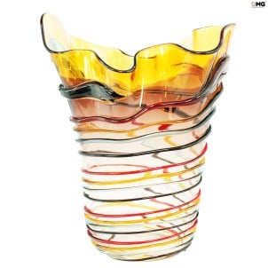 Califfone strip multicolor - Vaso de vidro - Vidro de Murano Original OMG