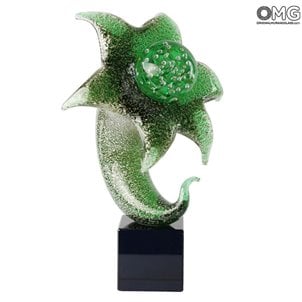 露水綠色馬蹄蓮-抽象-原始穆拉諾玻璃