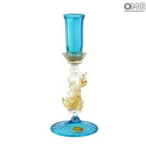 Klassischer venezianischer blauer Kerzenhalter - Muranoglas
