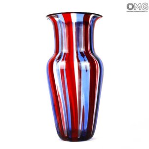 Vase Cannes Blau Rot - Glas Murano Vase Cannes Blau Rot - Glas Murano