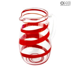 Krug Streifen - Rot - Original Murano Glas OMG