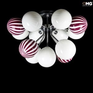 Lampe celing - Atmosphera - Rubis blanc - Verre de Murano original OMG