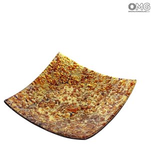 Square Plate Gold 24 kt - Empty pockets - Murano Glass