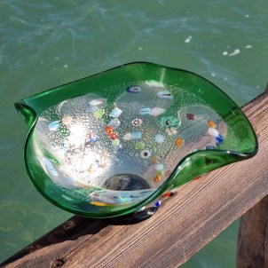 Piatto Goccia Murrine -  Vetro Soffiato - Verde argento