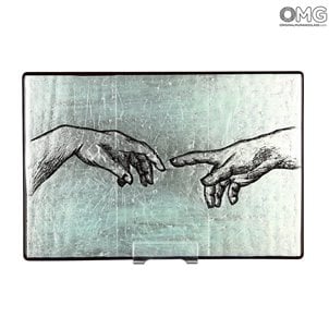 لوحة الحكم العالمي - مايكل أنجلو - ورقة فضية - زجاج مورانو الأصلي OMG