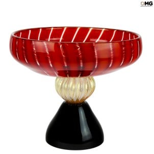 قطعة مركزية حمراء - مع ذهب عيار 24 - زجاج مورانو الأصلي OMG
