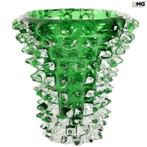 فازة شوك - خضراء - قطعة مركزية - زجاج مورانو الأصلي OMG