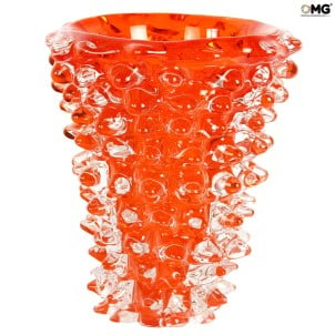 فازة شوك - برتقالي - قطعة مركزية - زجاج مورانو الأصلي OMG