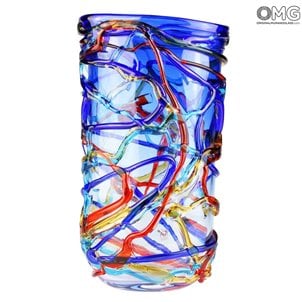 Harlekin Vase - Blau - Original Murano Glas
