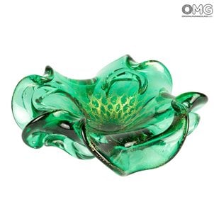 꽃 그릇-녹색-원래 무라노 유리 OMG