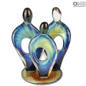 Armony Family - Skulptur aus Chalzedon - Original Murano Glass OMG
