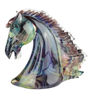 馬の頭-カルセドニーの彫刻-オリジナルのムラーノガラスOmg