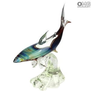 鯊魚底座-玉髓雕塑-Murano原始玻璃OMG