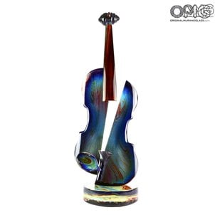 Violino de vidro - escultura em vidro de calcedônia - Vidro original de Murano Omg