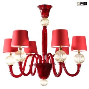 枝形吊燈-紅色-穆拉諾-玻璃-威尼斯人