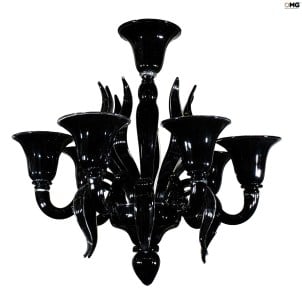 威尼斯枝形吊燈 - Corvo 黑色 - 6 盞燈 - Original Murano Glass OMG
