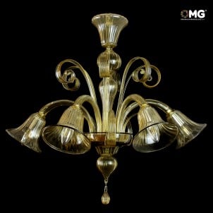 Venetian Chandelier Pastorale downwards - Amber - Original Murano Glass